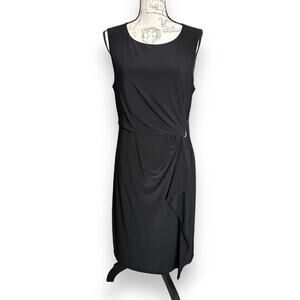 NWOT Tommy Hilfiger Belted Tank Gathered Waist Stretch Tank Black Dress 12
